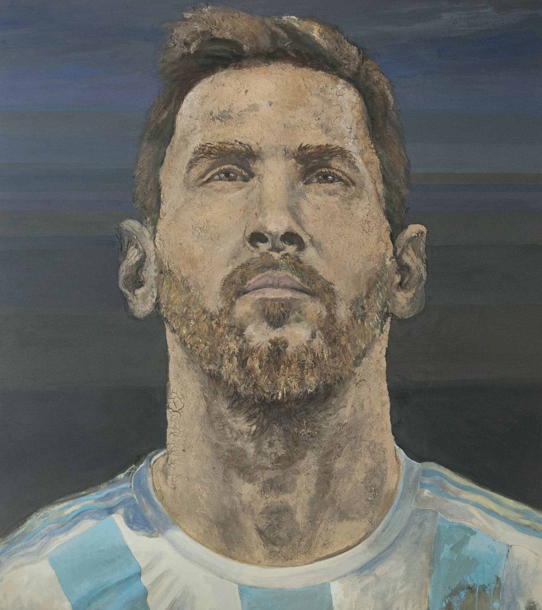 Exponen en Rosario retratos de Messi, Maradona y Kempes